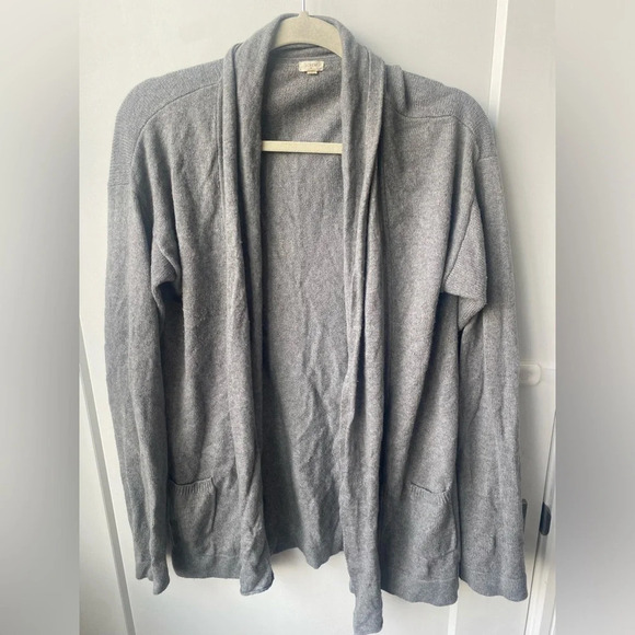 J Crew gray slouchy open cardigan with pockets size large - Picture 1 of 7
